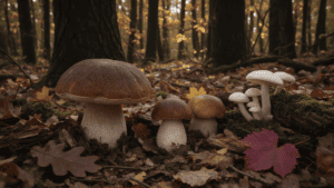 Hongos comestibles y diferentes tipos de setas de temporada de otoño
